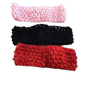Baby Toddler Girls Headbands Lot of  3 Pink Black Red